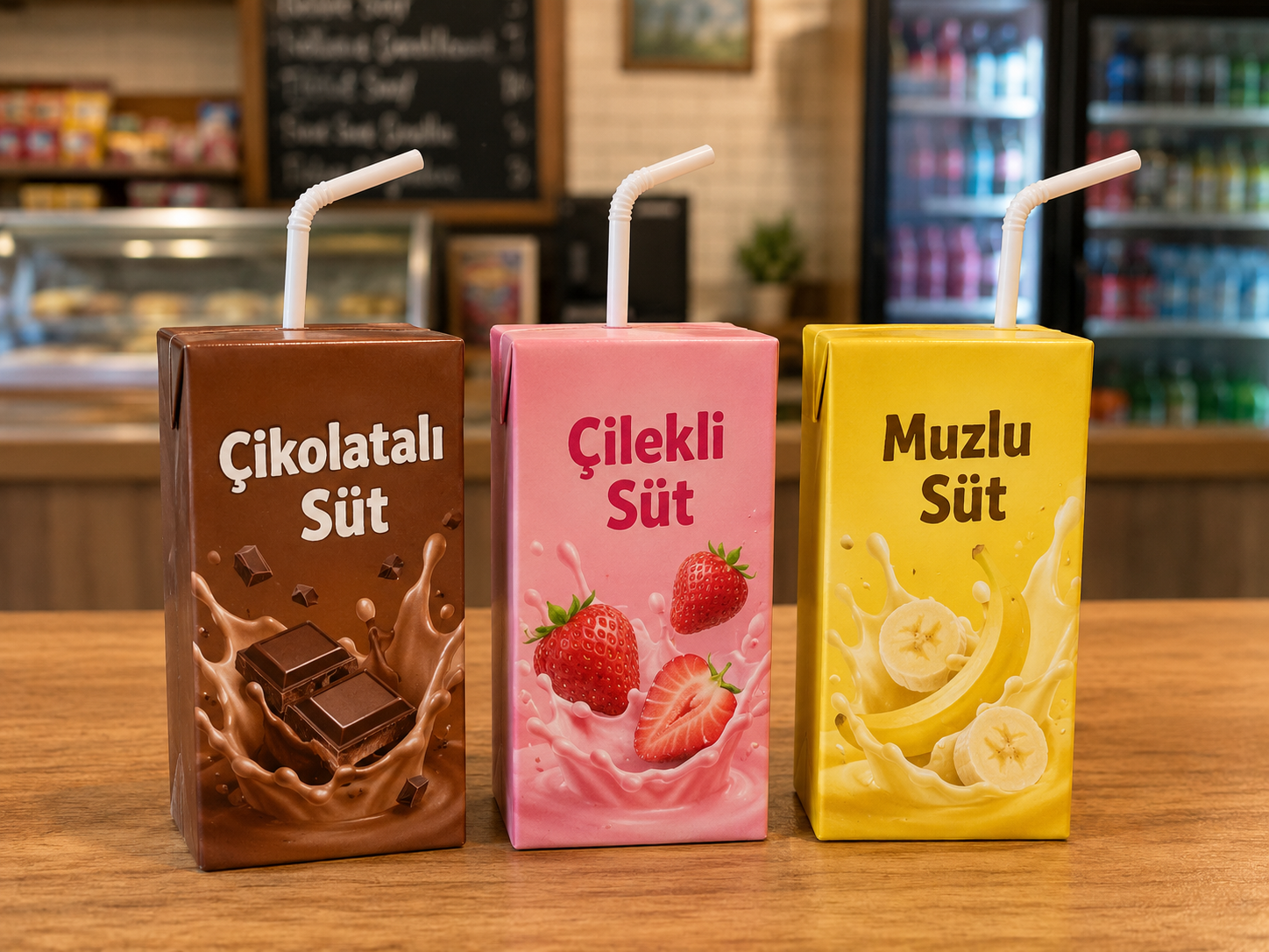 Süt (Çikolatalı, Muzlu, Çilekli)